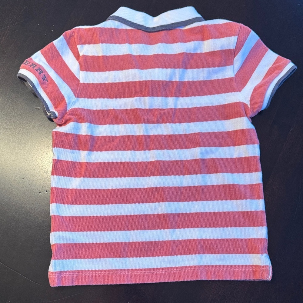 Burberry Kids Polo - Red and White Stripes - Picture 4 of 4